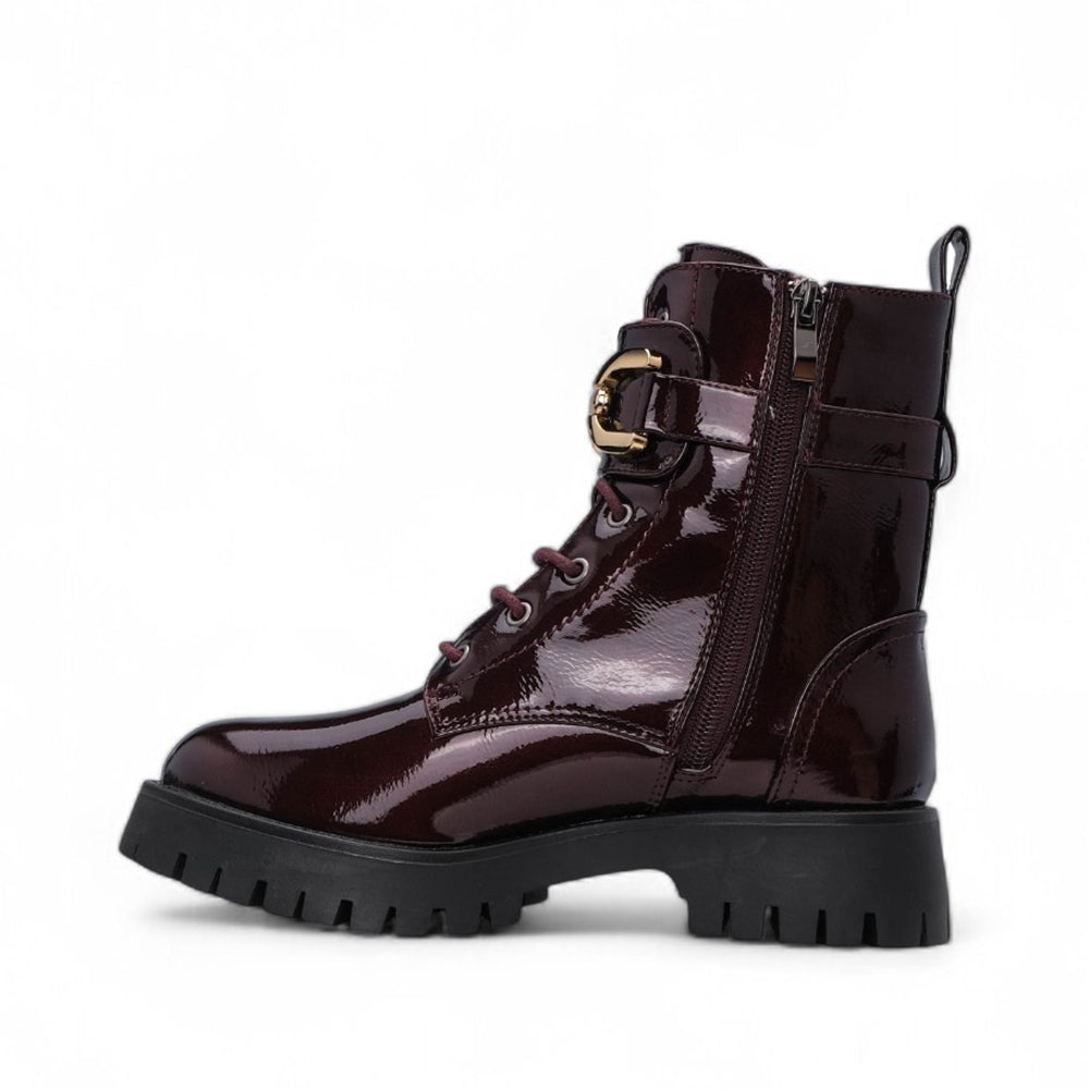 Bota Militar Mulher Verniz Bordeaux