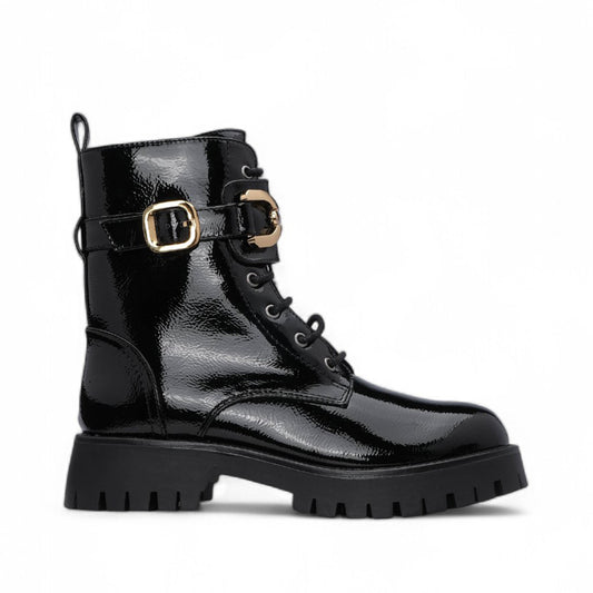 Bota Militar Mulher Verniz Preto