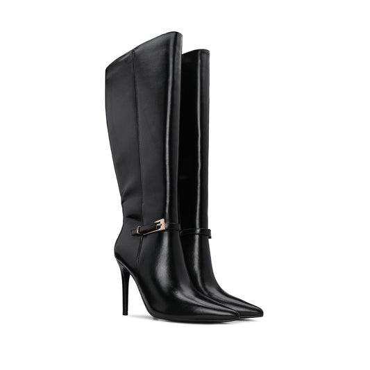 Bota Cano Alto Mulher com Fecho Interior Preto