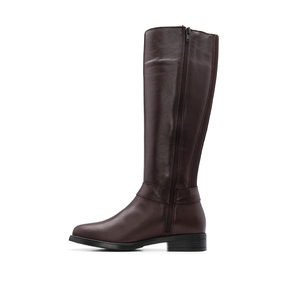 Bota Cano Alto Mulher Pele Castanho