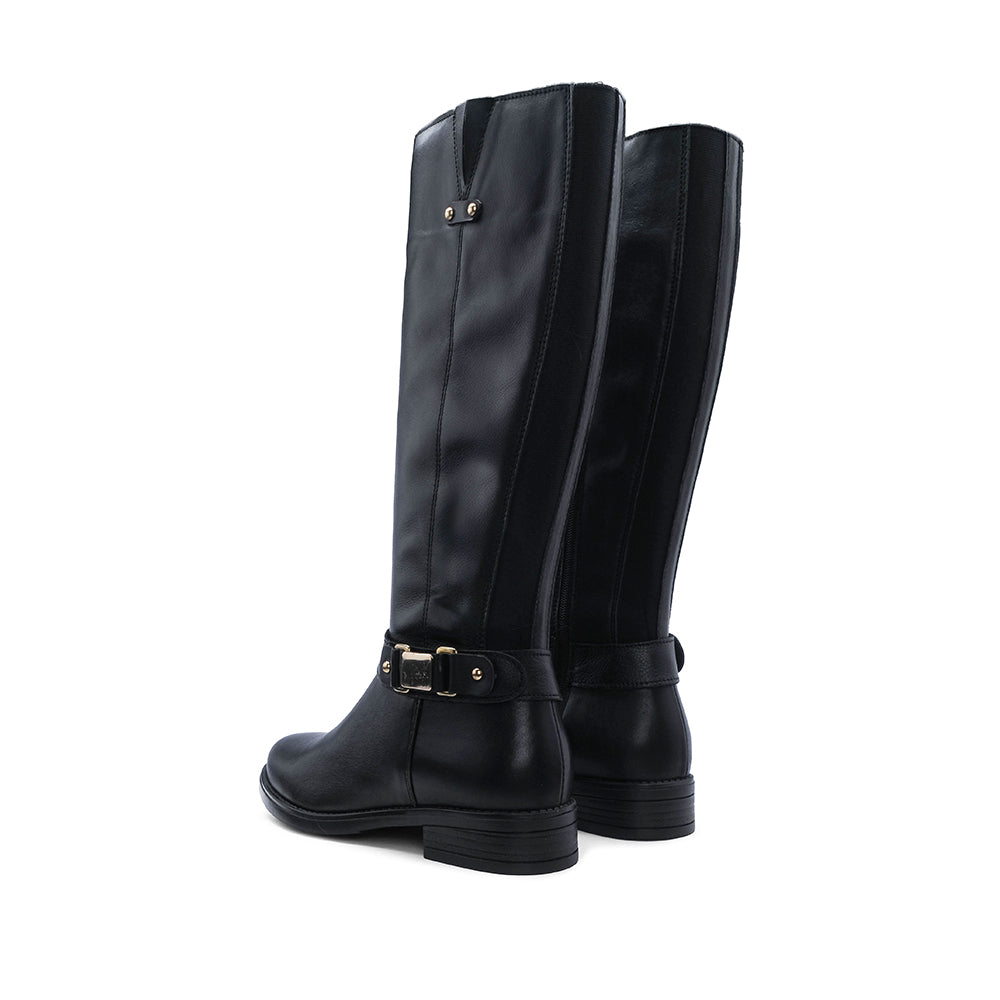 Bota Cano Alto Mulher Pele Preto