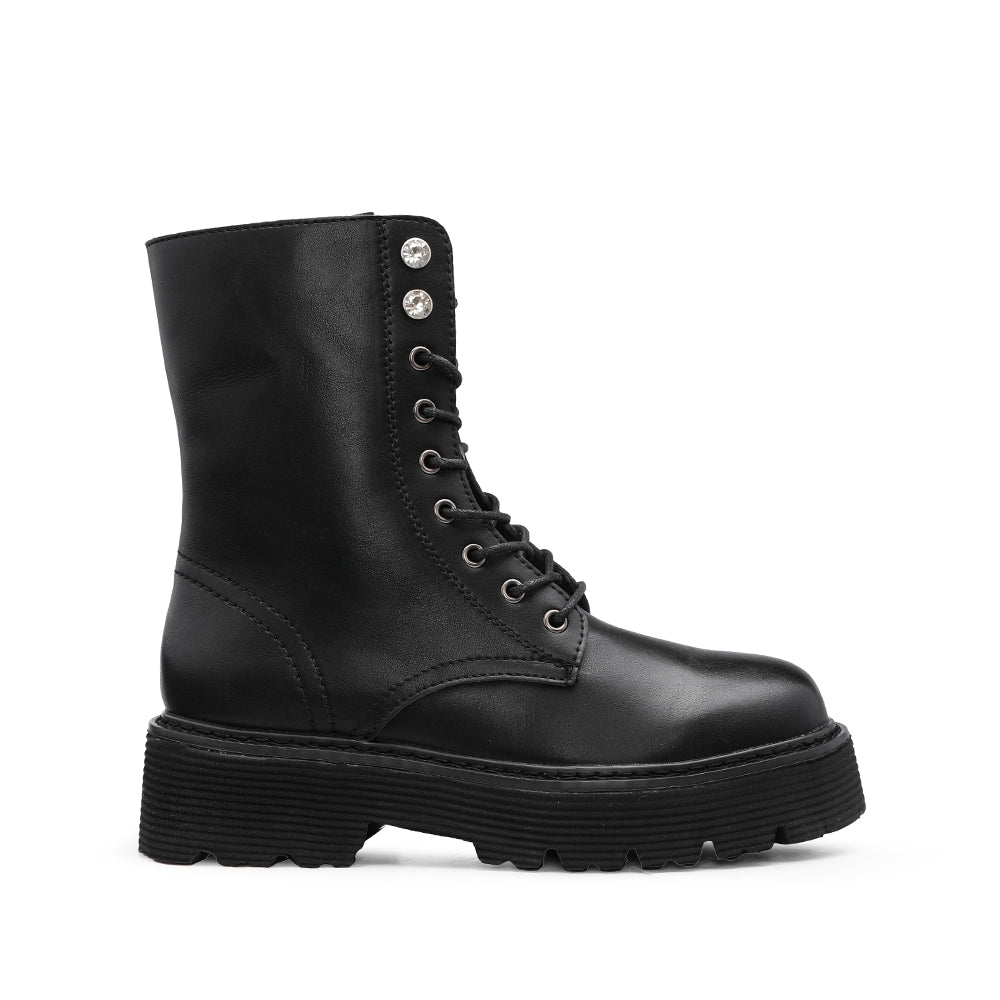 Bota Militar Mulher Pele Preto