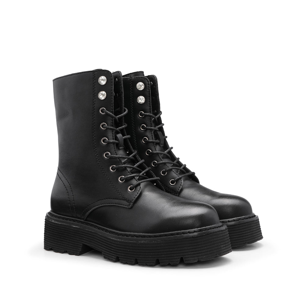 Bota Militar Mulher Pele Preto