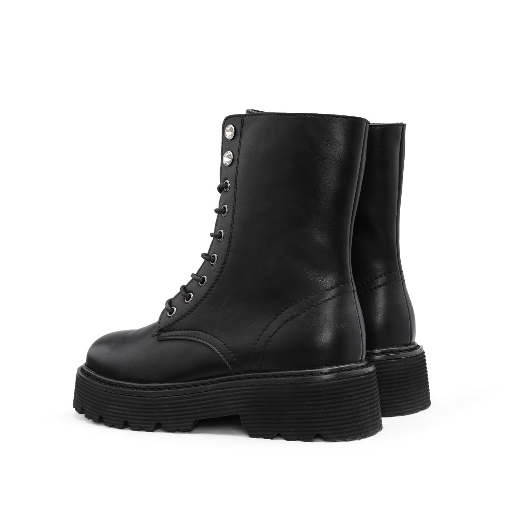 Bota Militar Mulher Pele Preto