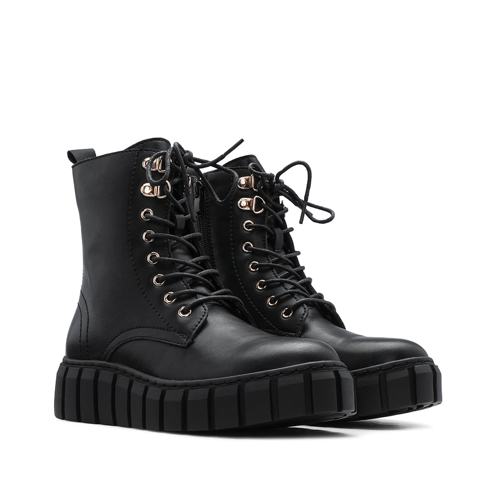 Bota Casual Mulher Pele Preto
