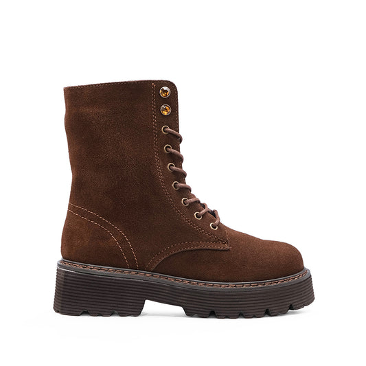Bota Militar Mulher Camurça Castanho