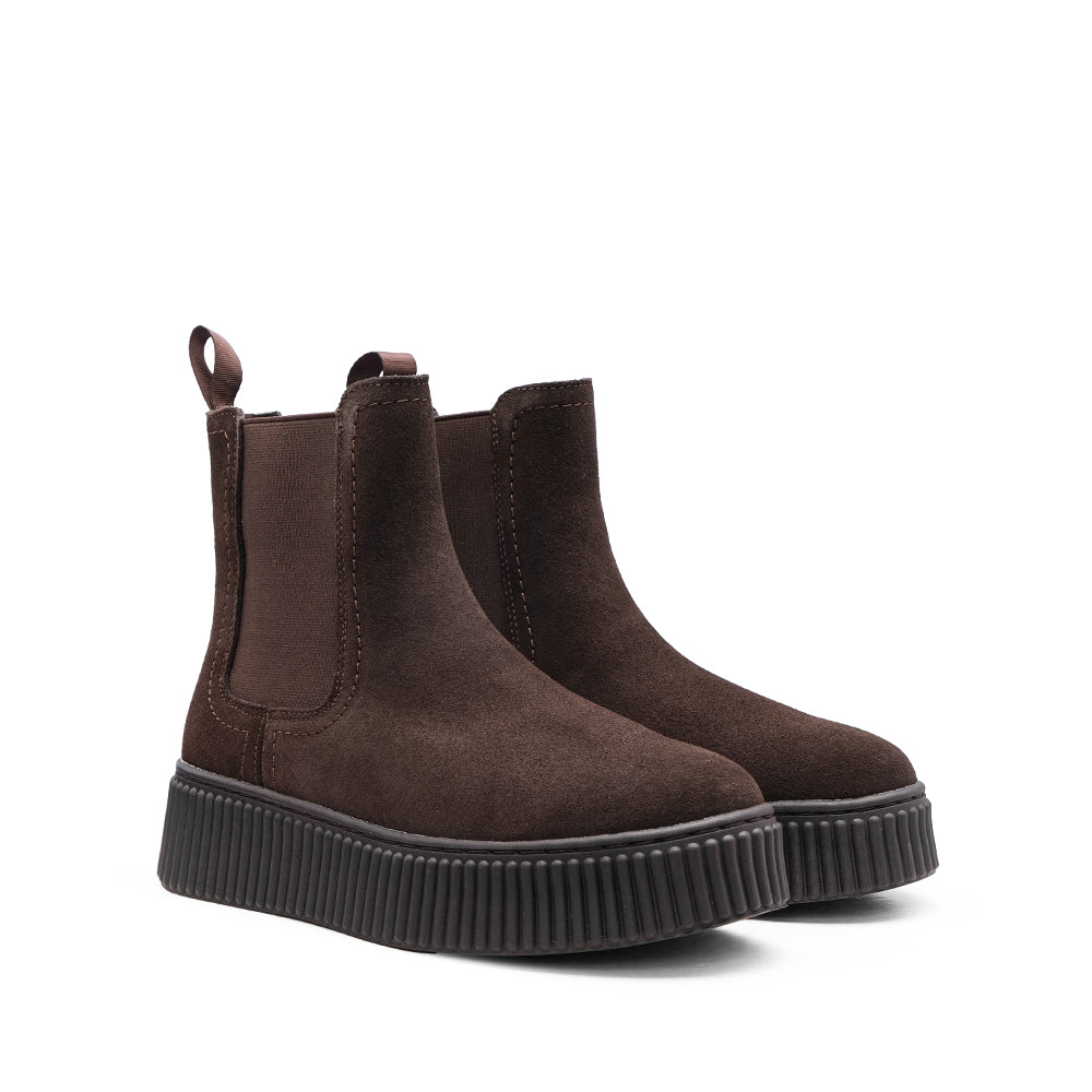 Bota Chelsea Mulher Camurça Café