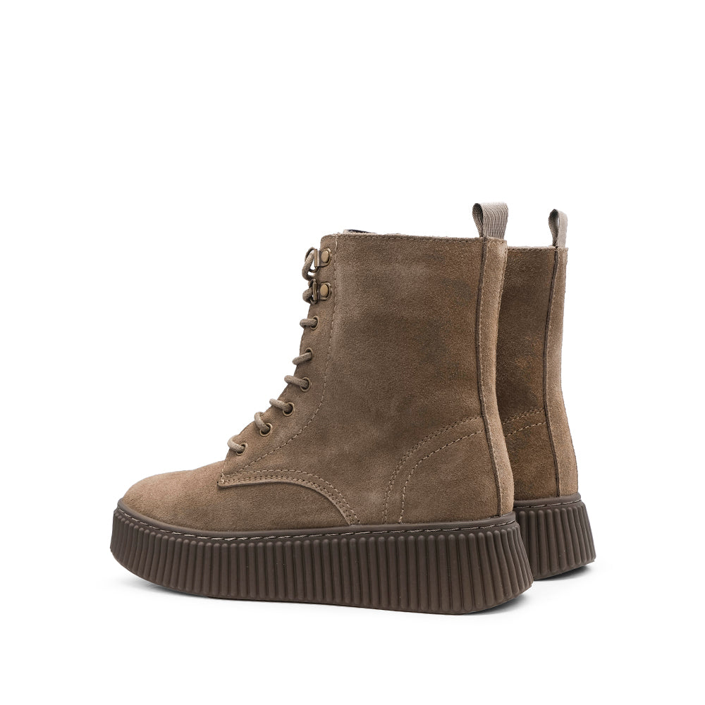 Bota Militar Mulher Camurça Taupe