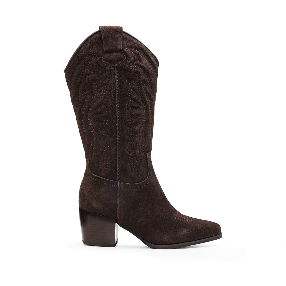 Bota Texana Mulher Camurça Café