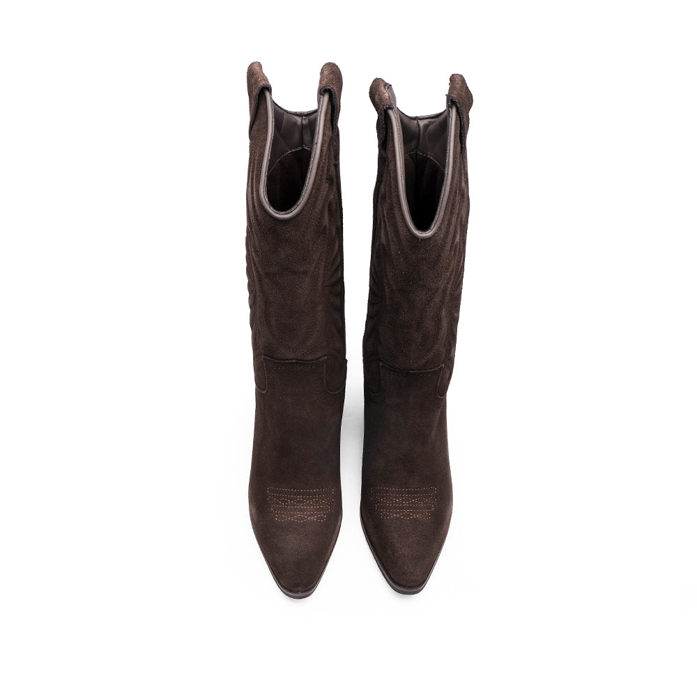 Bota Texana Mulher Camurça Café