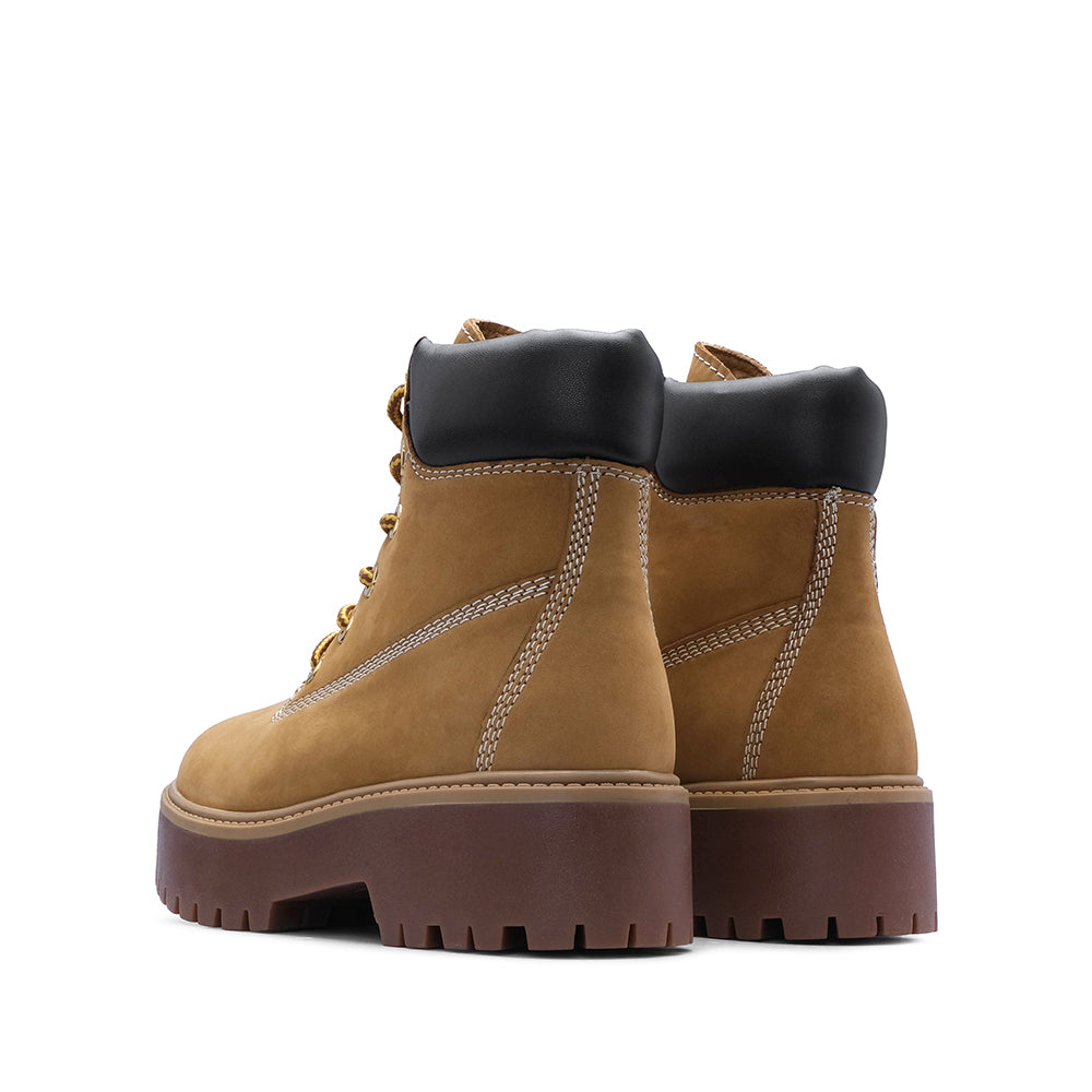 Botim Plataforma Mulher Nobuck Camel