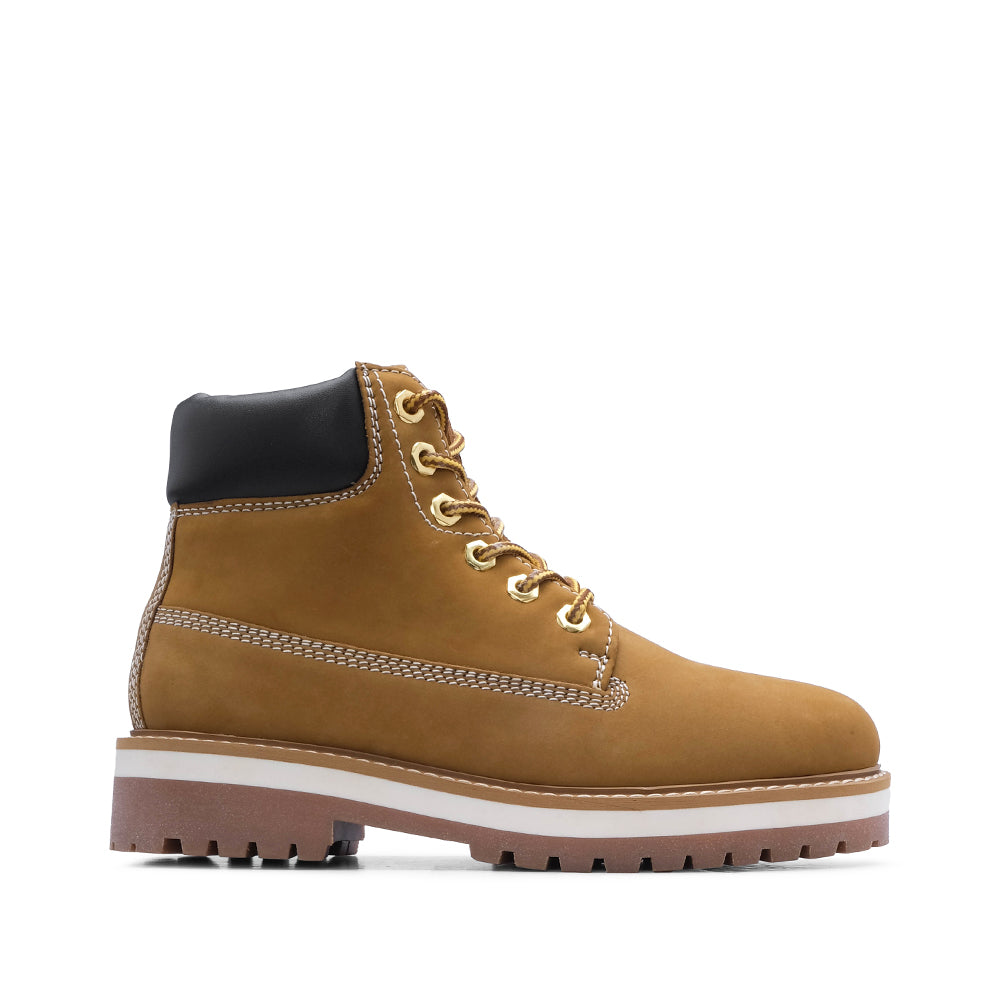 Botim Salto Raso Mulher Nobuck Camel