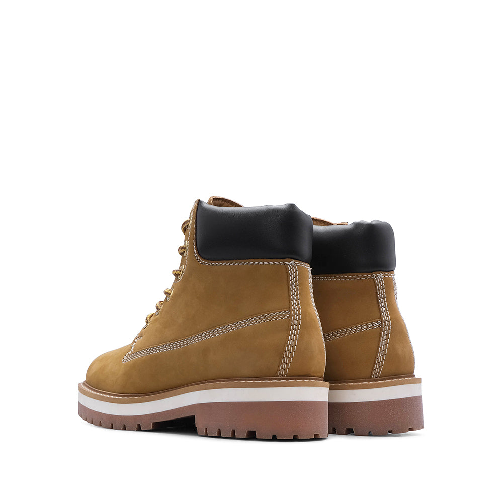 Botim Salto Raso Mulher Nobuck Camel