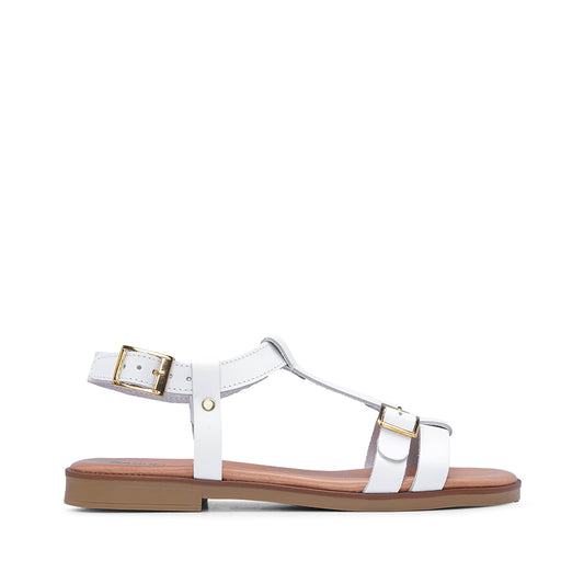 Sandália Salto Raso Mulher Pele Branco