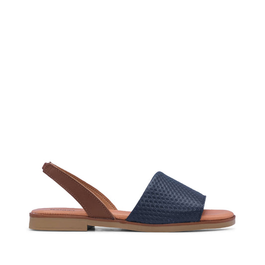 Sandália Salto Raso Mulher Gravado Azul