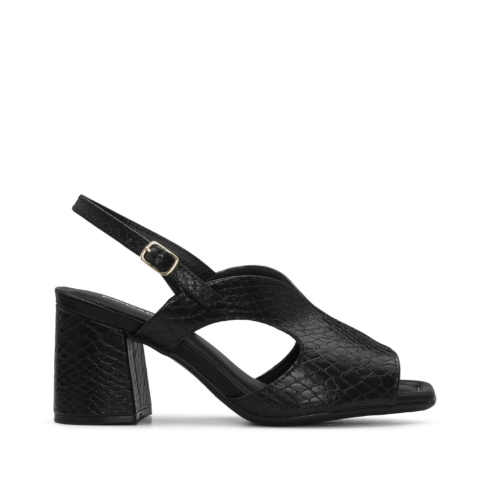 Sandália Salto Alto Mulher Animal Print Preto