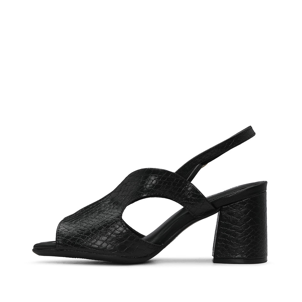 Sandália Salto Alto Mulher Animal Print Preto