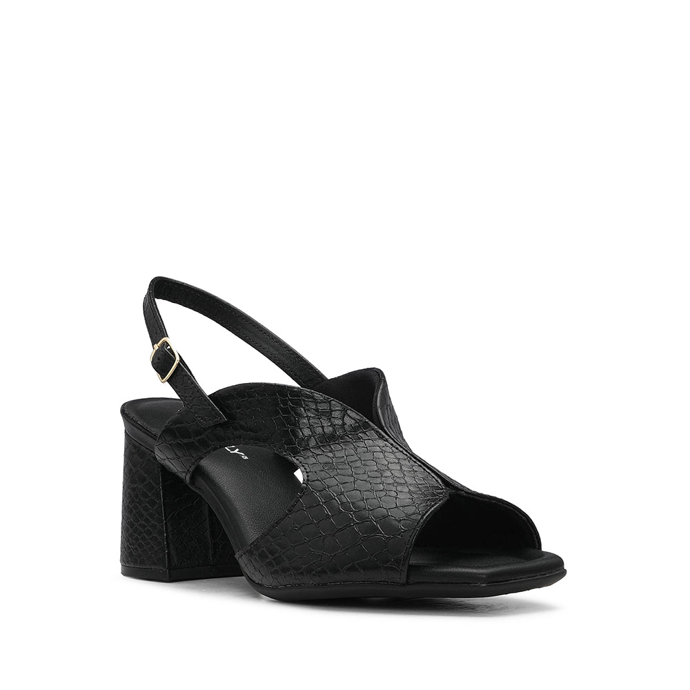 Sandália Salto Alto Mulher Animal Print Preto