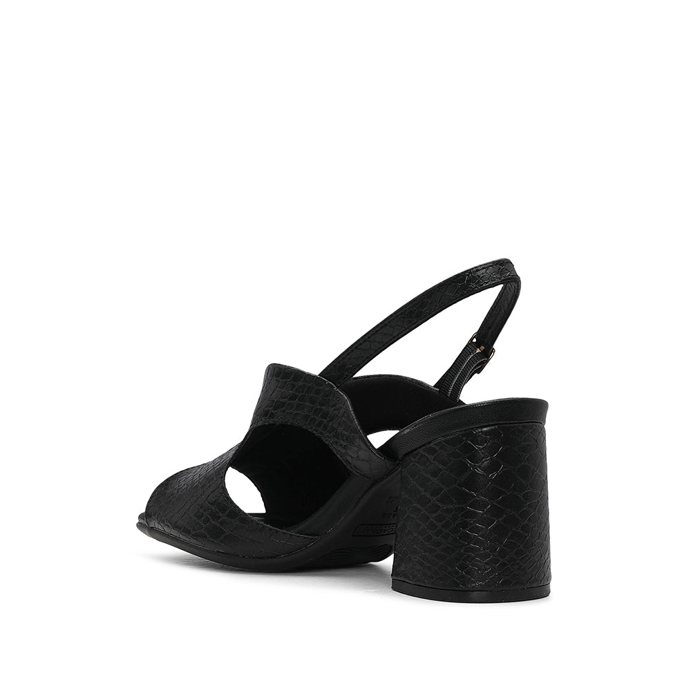 Sandália Salto Alto Mulher Animal Print Preto