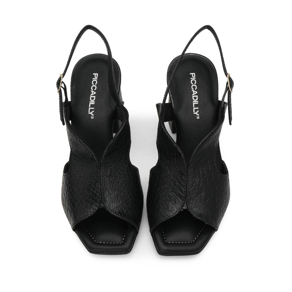 Sandália Salto Alto Mulher Animal Print Preto