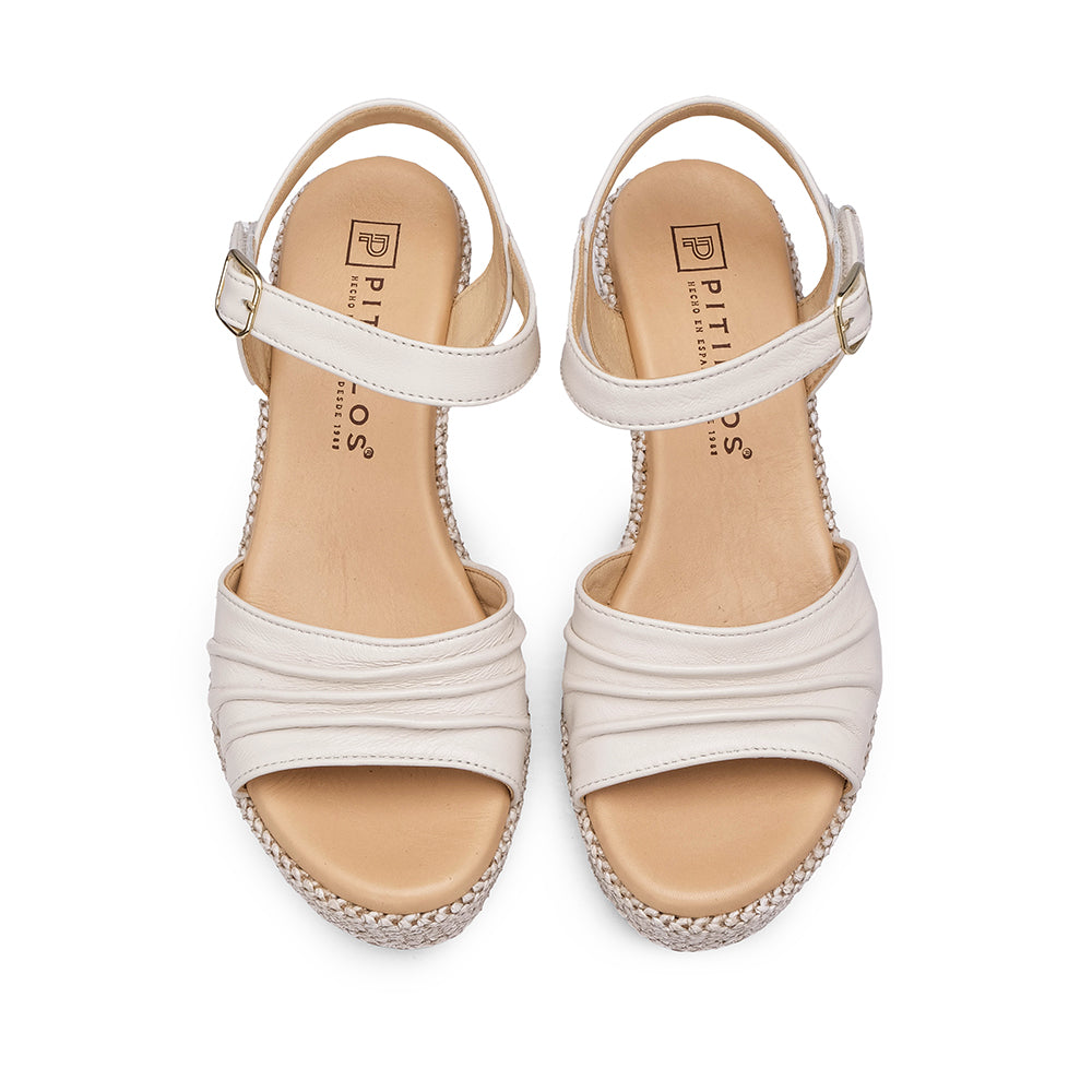 Sandália Salto Cunha Mulher Pele Creme