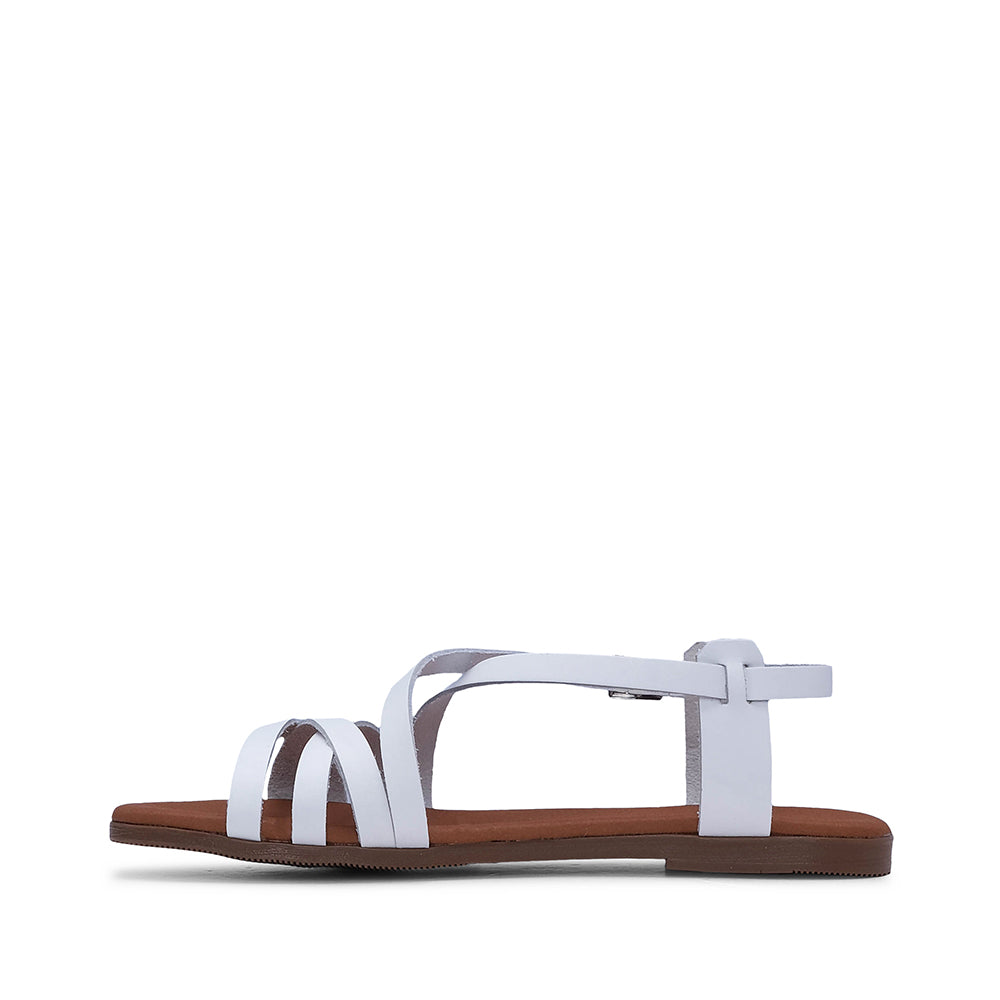 Sandália de Tiras com Salto Raso Mulher Pele Branco