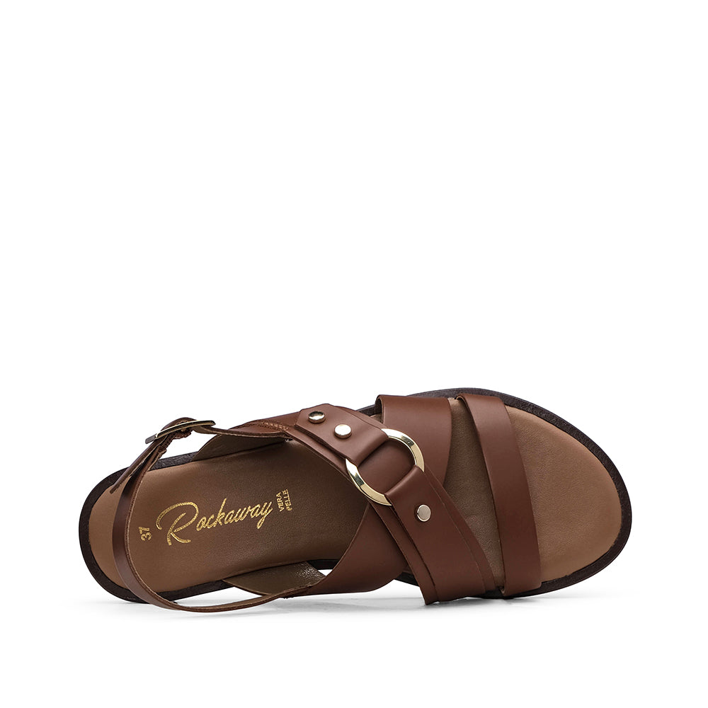 Sandália Salto Raso Mulher Camel