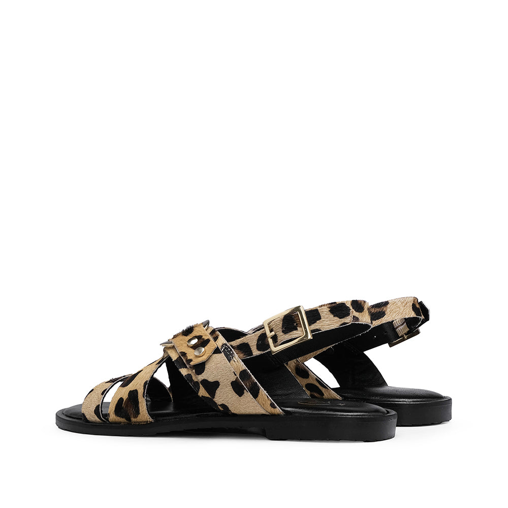 Sandália Salto Raso Mulher Leopardo