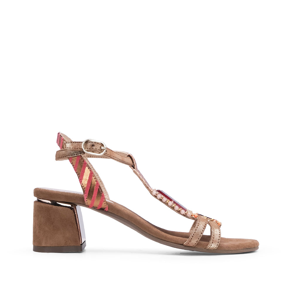 Sandália Salto Médio Mulher Cognac