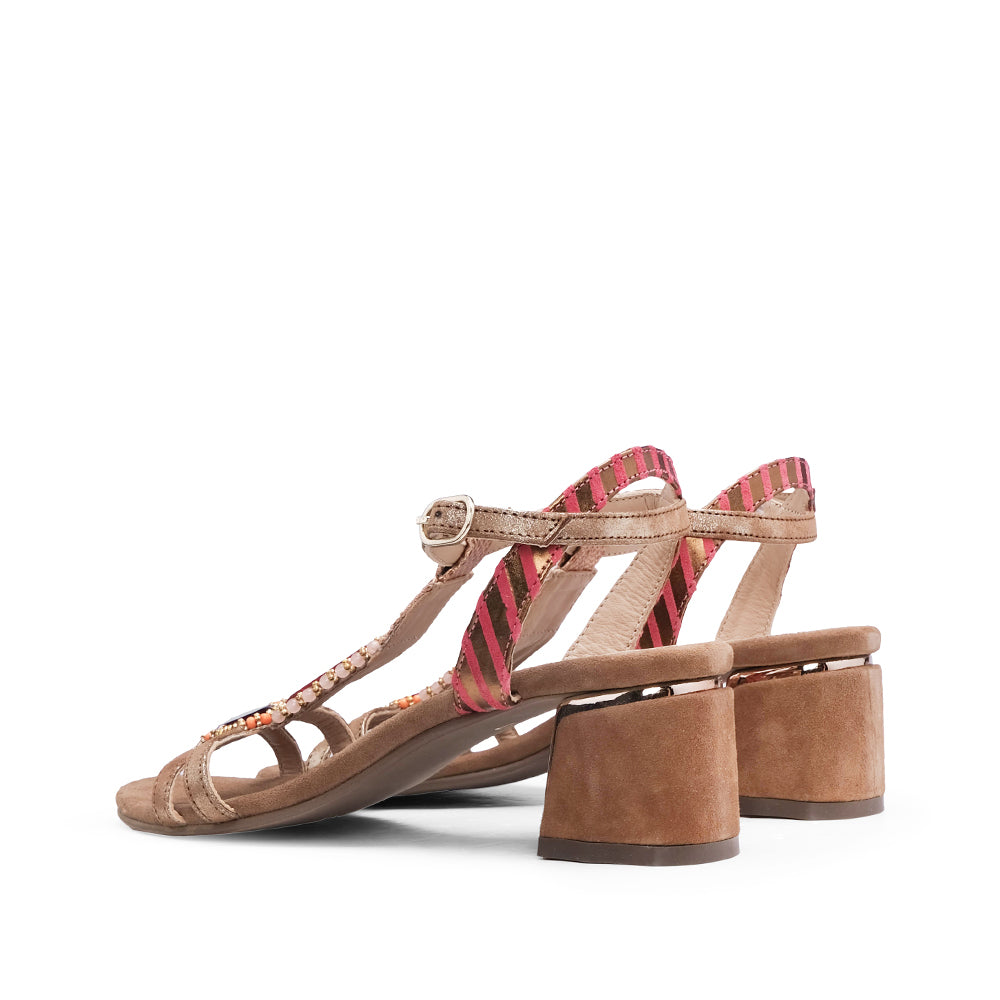 Sandália Salto Médio Mulher Cognac