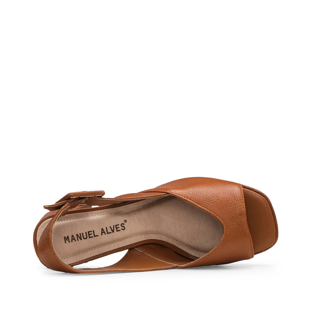 Sandália Salto Alto Mulher Pele Camel