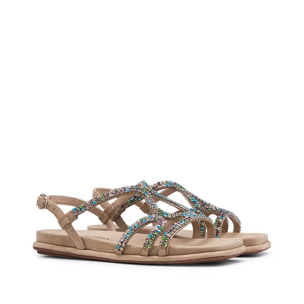 Sandália Salto Raso Mulher Metalizado Multicolor