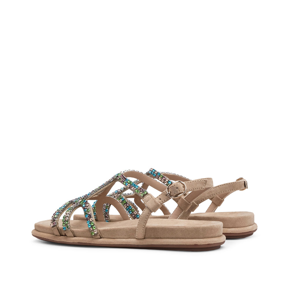 Sandália Salto Raso Mulher Metalizado Multicolor