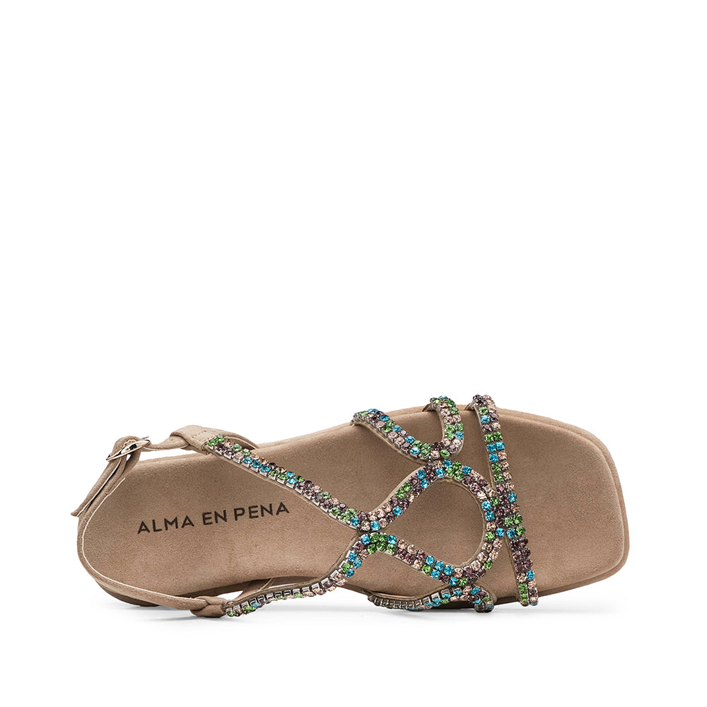 Sandália Salto Raso Mulher Metalizado Multicolor