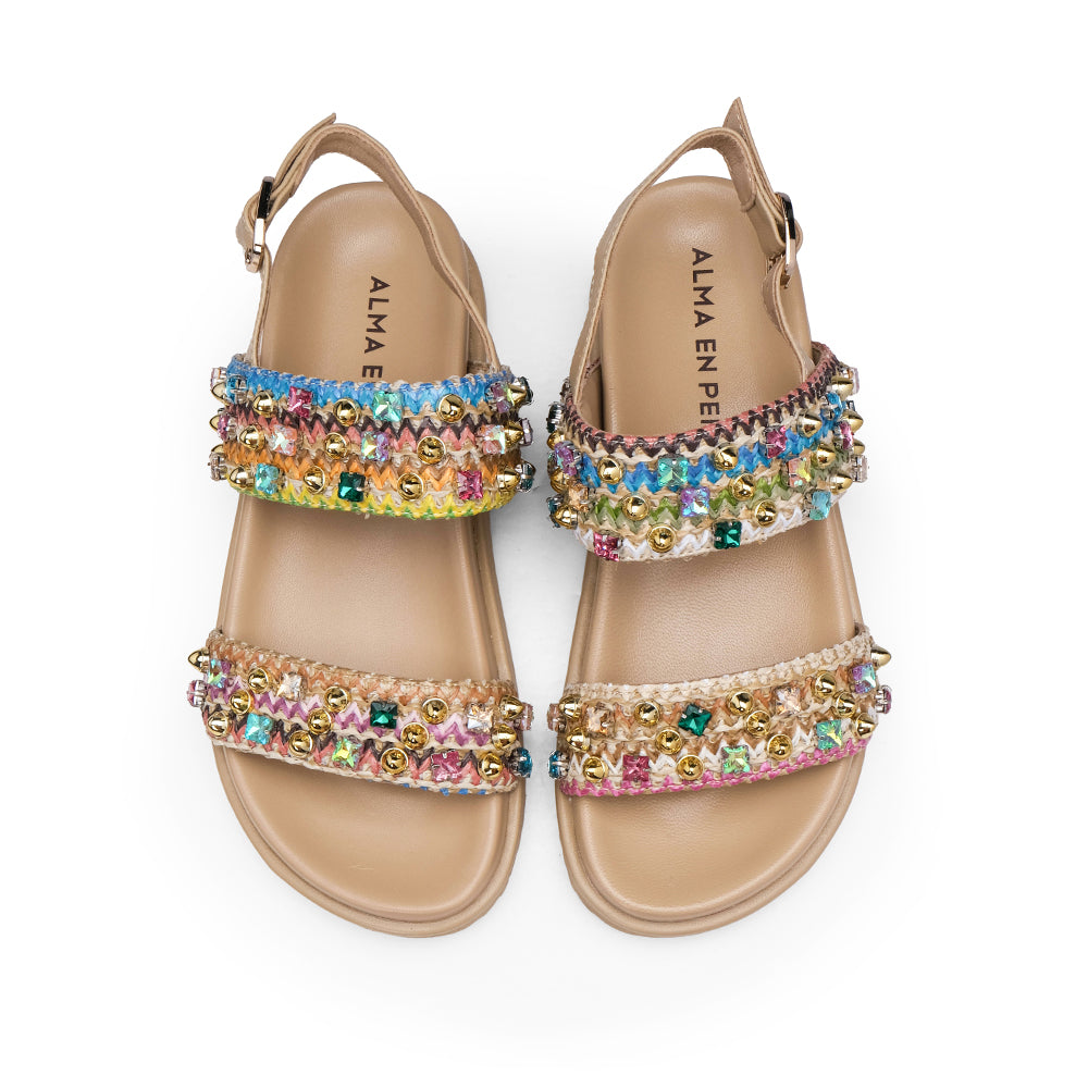 Sandália Salto Raso Mulher Multicolor