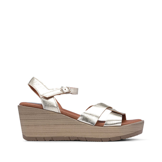 Women's Wedge Heel Sandal in Platinum Leather