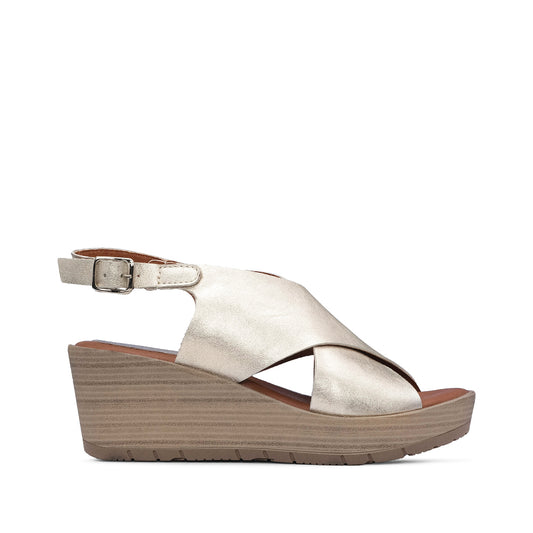 Women's Wedge Heel Sandal in Platinum Leather