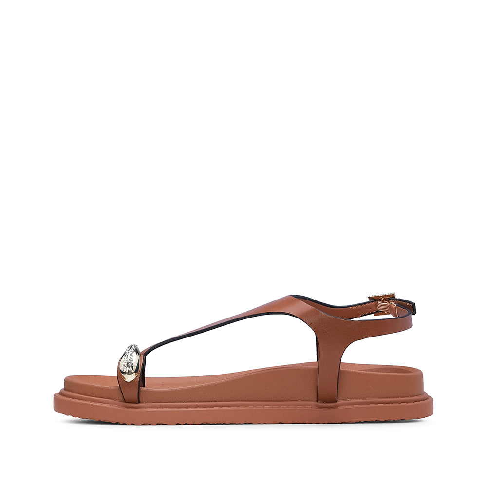 Sandália Salto Raso Mulher Camel