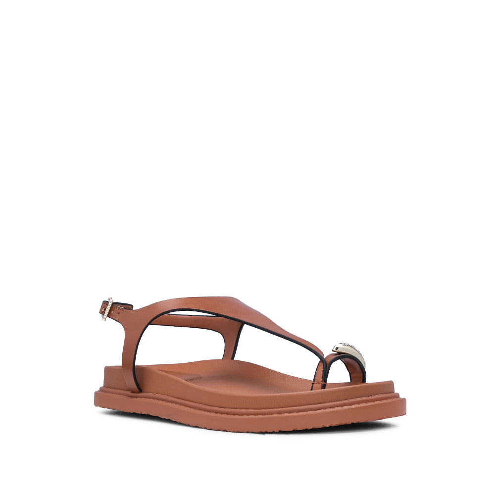 Sandália Salto Raso Mulher Camel