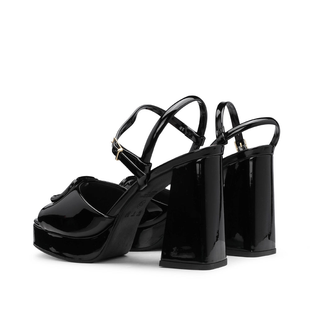 Sandália Salto Alto Mulher Verniz Preto