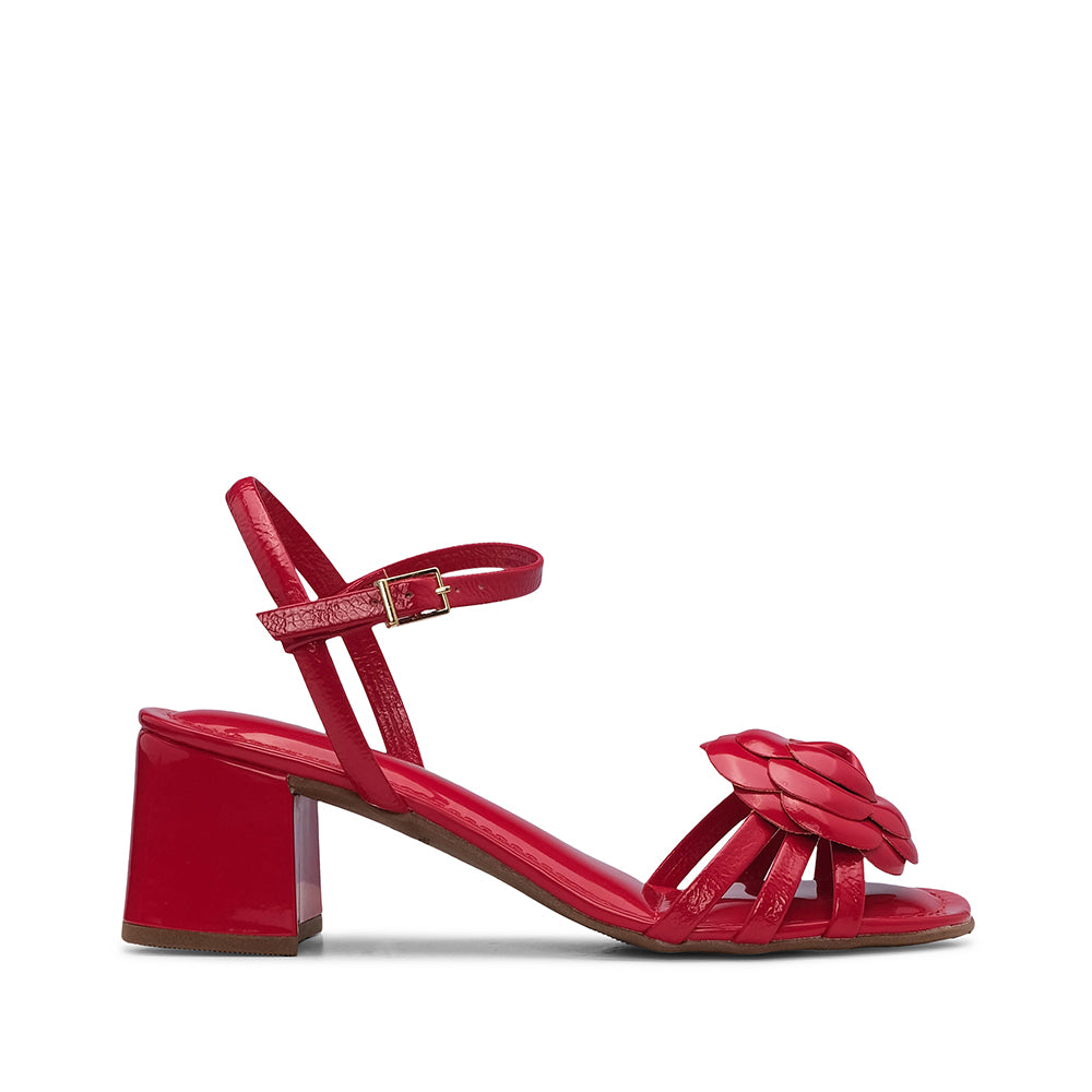 Sandália Salto Médio Mulher Verniz Vermelho