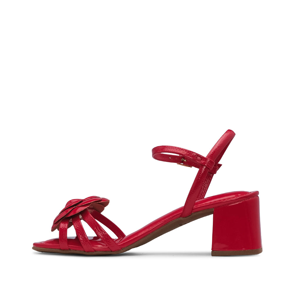 Sandália Salto Médio Mulher Verniz Vermelho