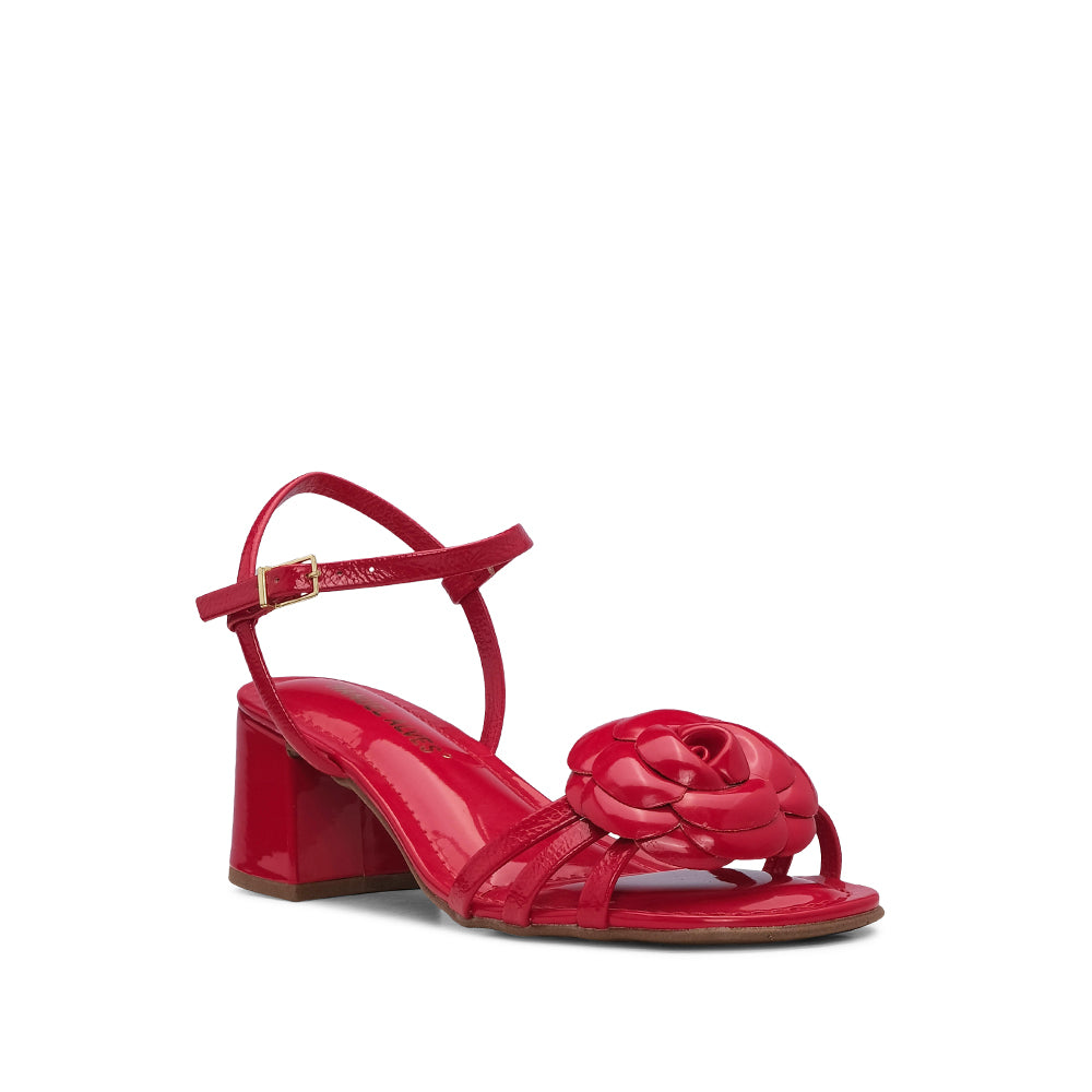 Sandália Salto Médio Mulher Verniz Vermelho