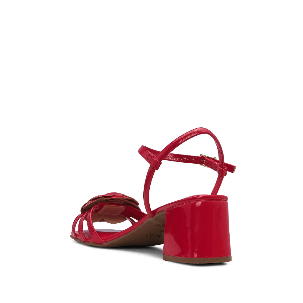 Sandália Salto Médio Mulher Verniz Vermelho