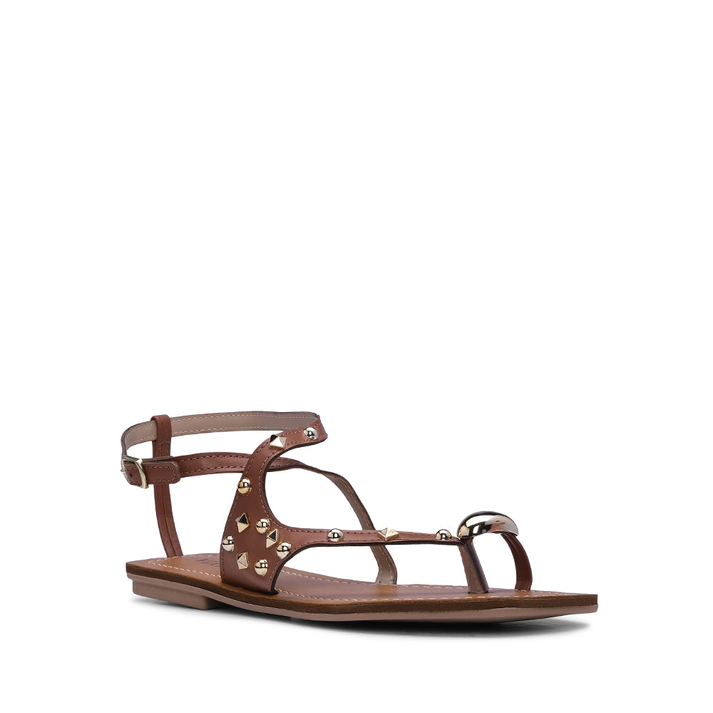 Sandália Salto Raso Mulher Camel