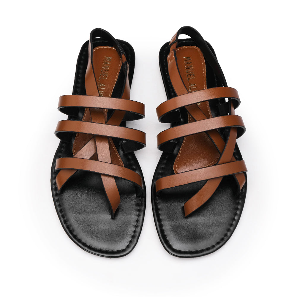 Sandália Salto Raso Mulher Camel