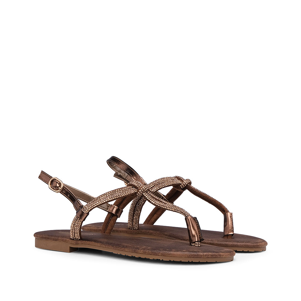 Sandália Salto Raso Mulher Bronze