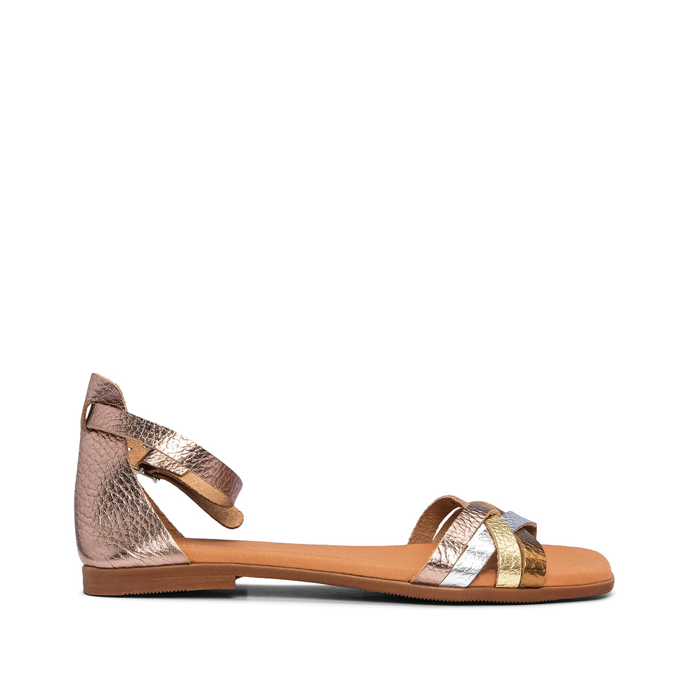 Sandália Salto Raso Mulher Pele Multicolor