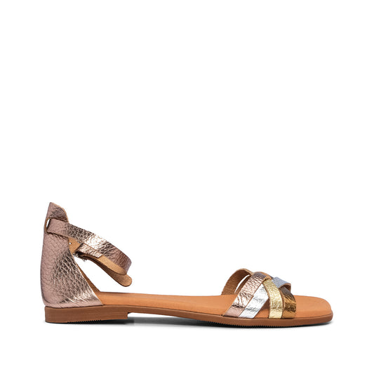 Sandália Salto Raso Mulher Pele Multicolor