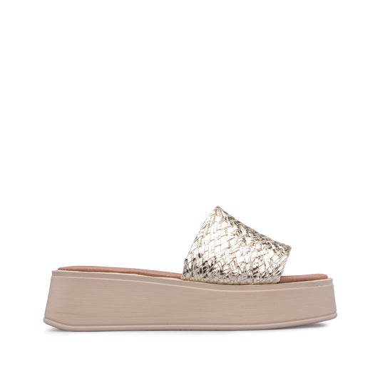 Chinelo Salto Cunha Mulher Pele Dourado